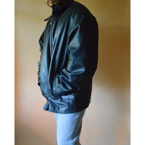 90s Mens Vintage Leather Jacket - Picture 2 of 4